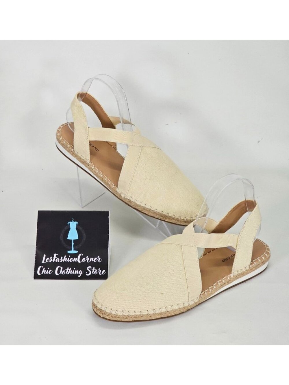 NWOB Lucky Brand Rifka Women's Espadrille Flats Beige Canvas Slip-On Sz 10 058 - Picture 5 of 14